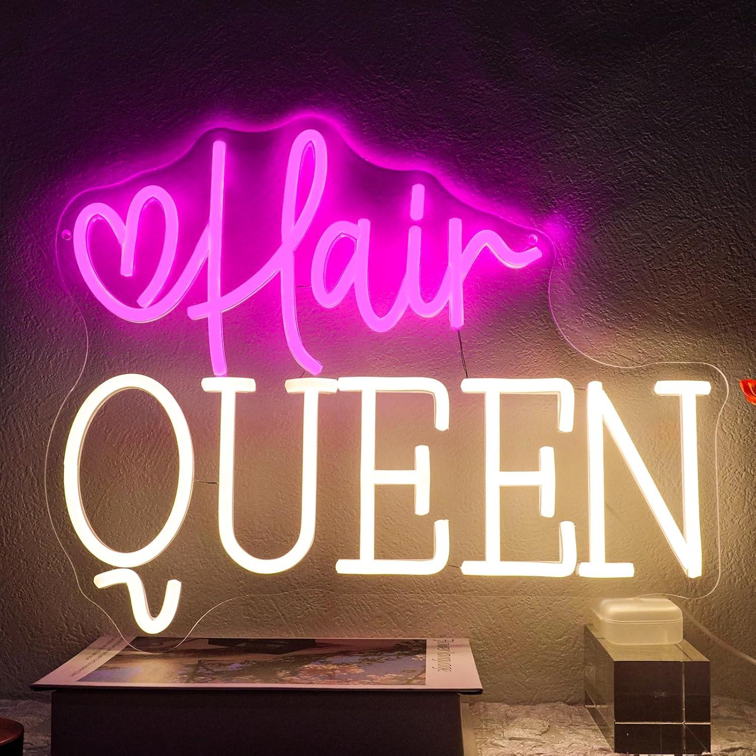 Beauty Makeup Stores - Hair Queen Neonbord Dimbaar Kapperszaak Neonlichtbord