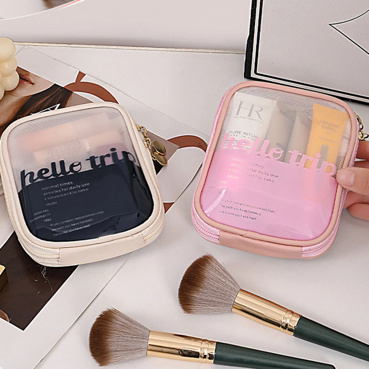 Beauty Makeup Lipstick - Transparante draagbare cosmetische tas, lippenstift-organizer, reistas